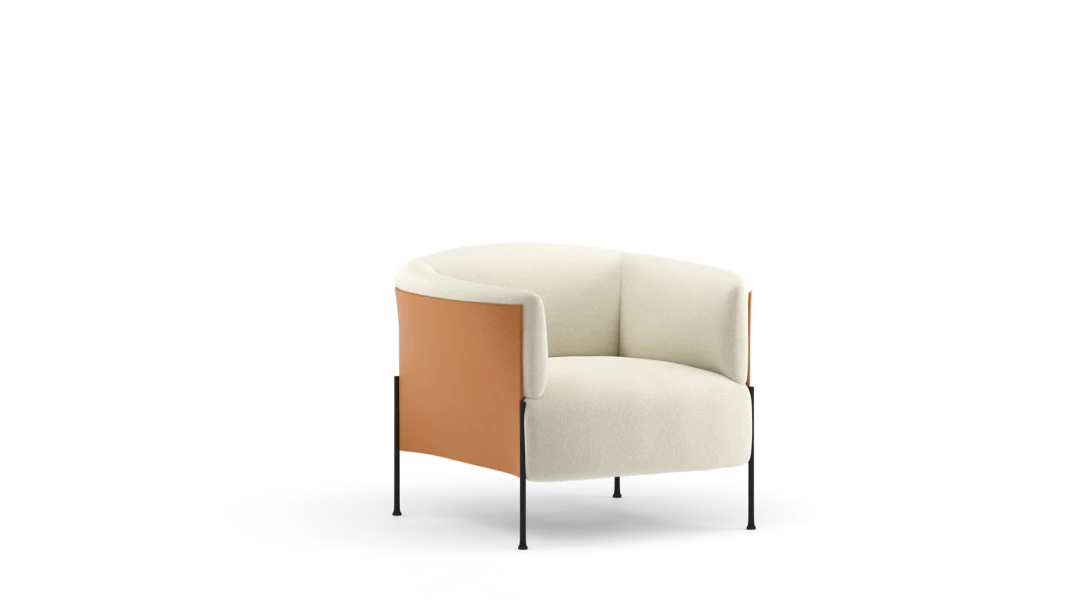 Armchair with leather frame