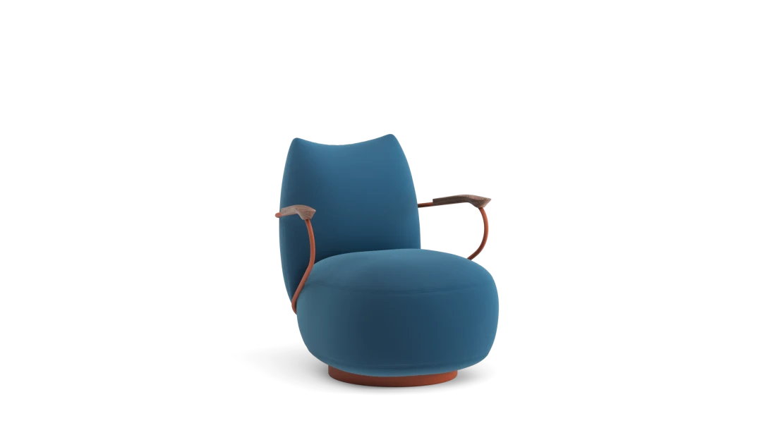 armchair swivel base with armrests and auto-return mechanism 