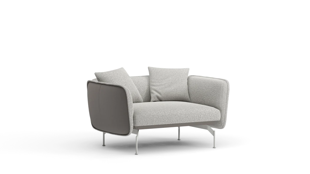 Armchair 138 with leather frame