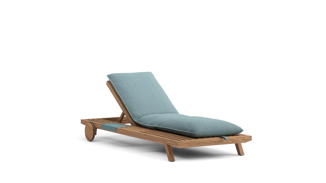 Sunlounger with cushion and tray outdoor