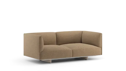 90 2seater in fabric with high armrests, metal base with legs