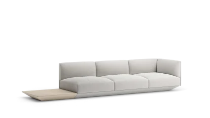 90 composition 03/R in fabric with high armrests, platform base