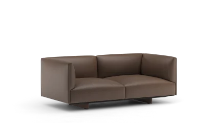 90 2seater in leather with high armrests, metal base with legs