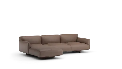 90 composition 01/L in leather with low armrests, upholstered metal base with legs