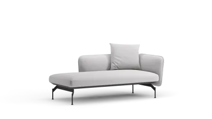 Chaise longue+armrest 110/L with leather frame