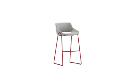 Barstool with backrest and metal sled base high