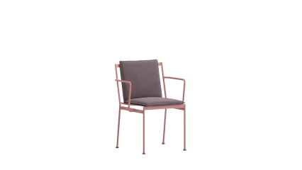 Chair with metal armrests and cushion