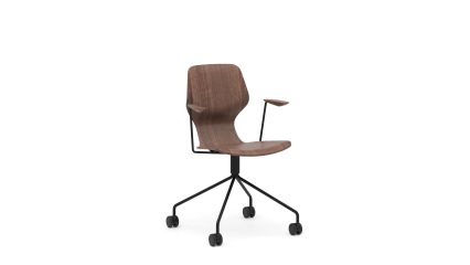 Chair with swivel base and armrests, 4 castors