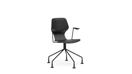 Chair with fixed swivel base and armrest, 5 legs