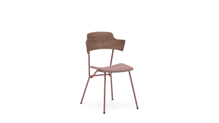 Plywood chair with upholstered seat and armrests