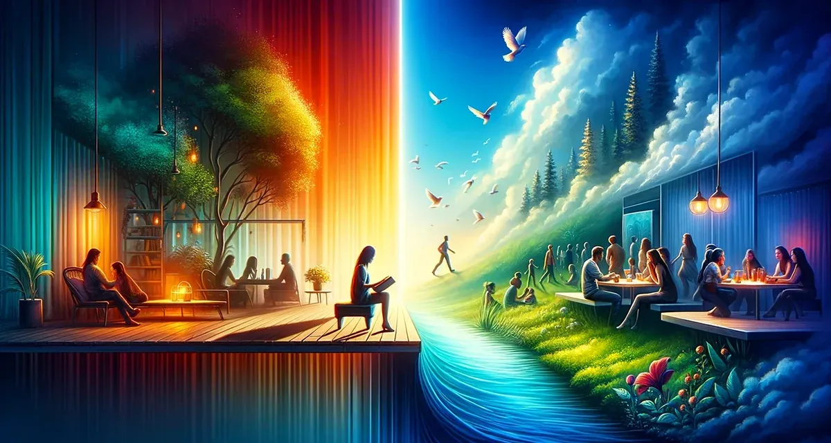 Visual interpretation that explores the nuanced continuum of human personalities, displaying the spectrum of personality.