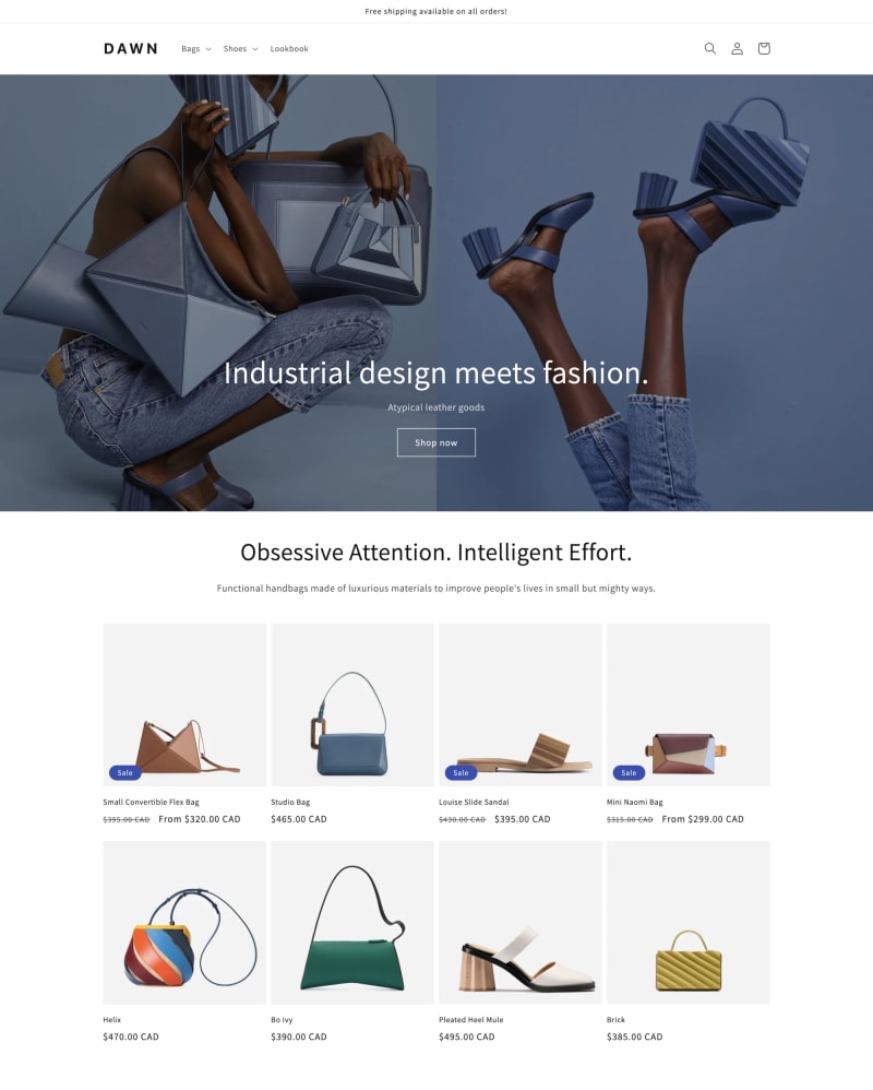 Ukázka e-shopu na Shopify