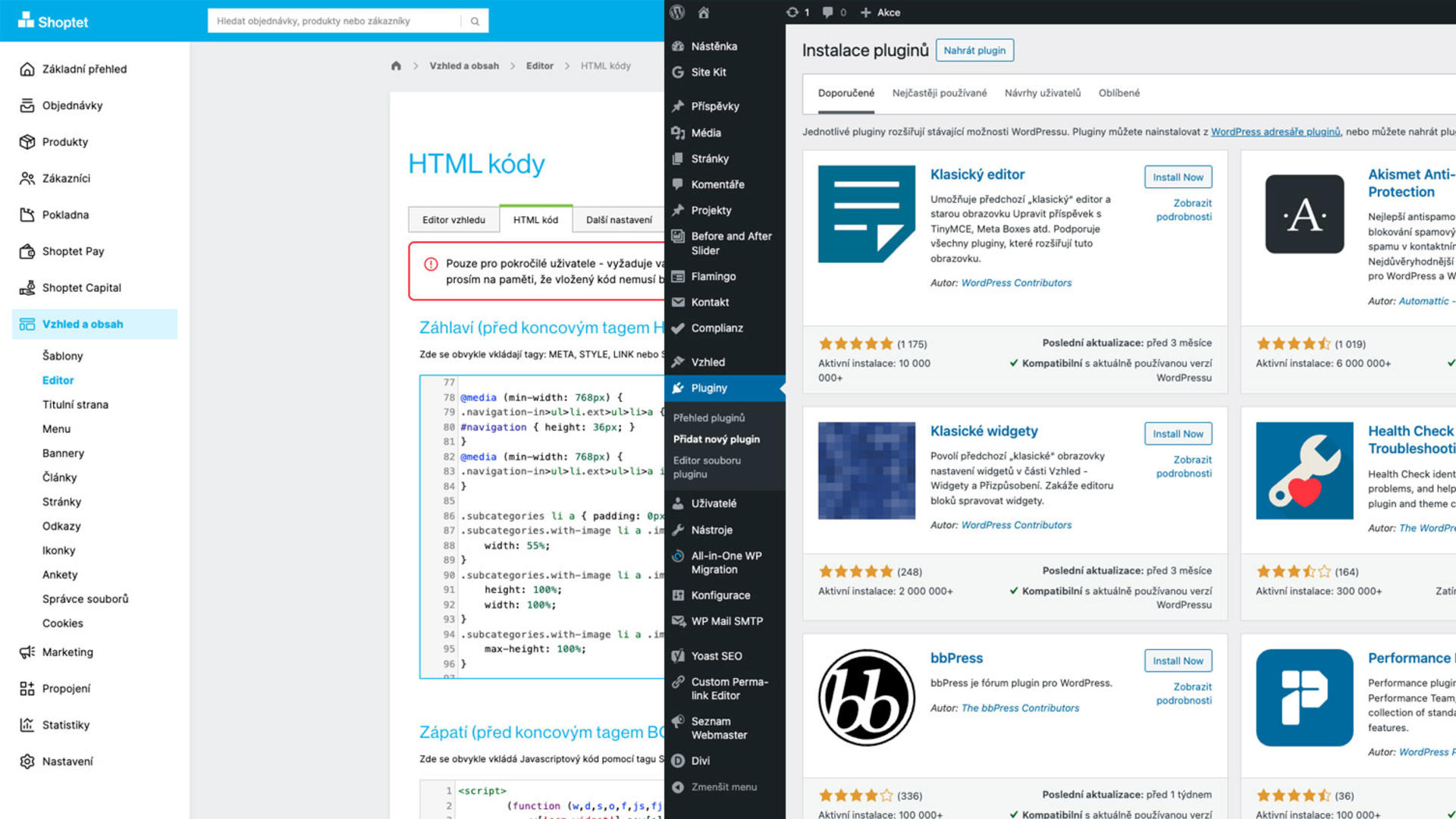 WordPress a Shoptet