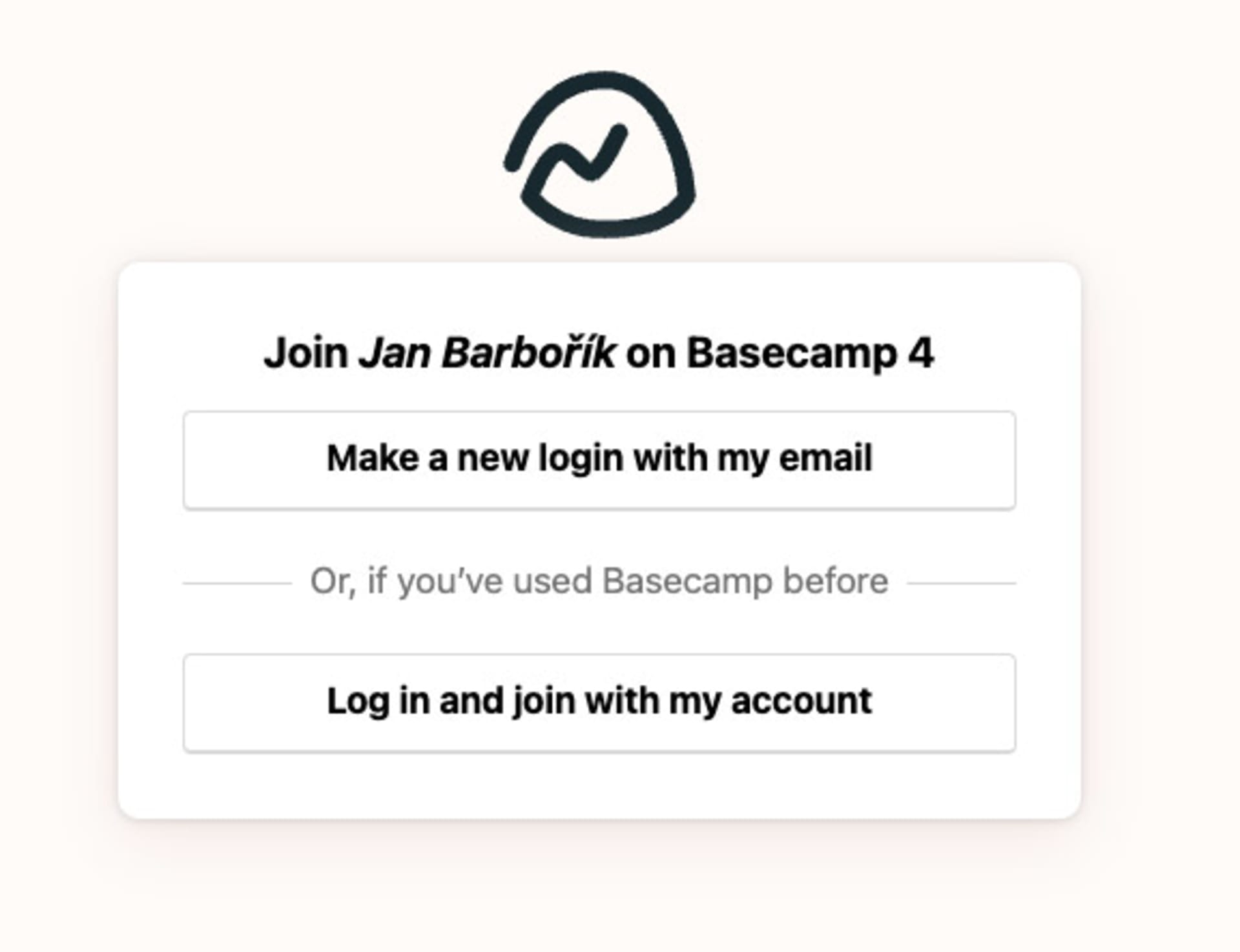 Creazione di un nuovo account Basecamp