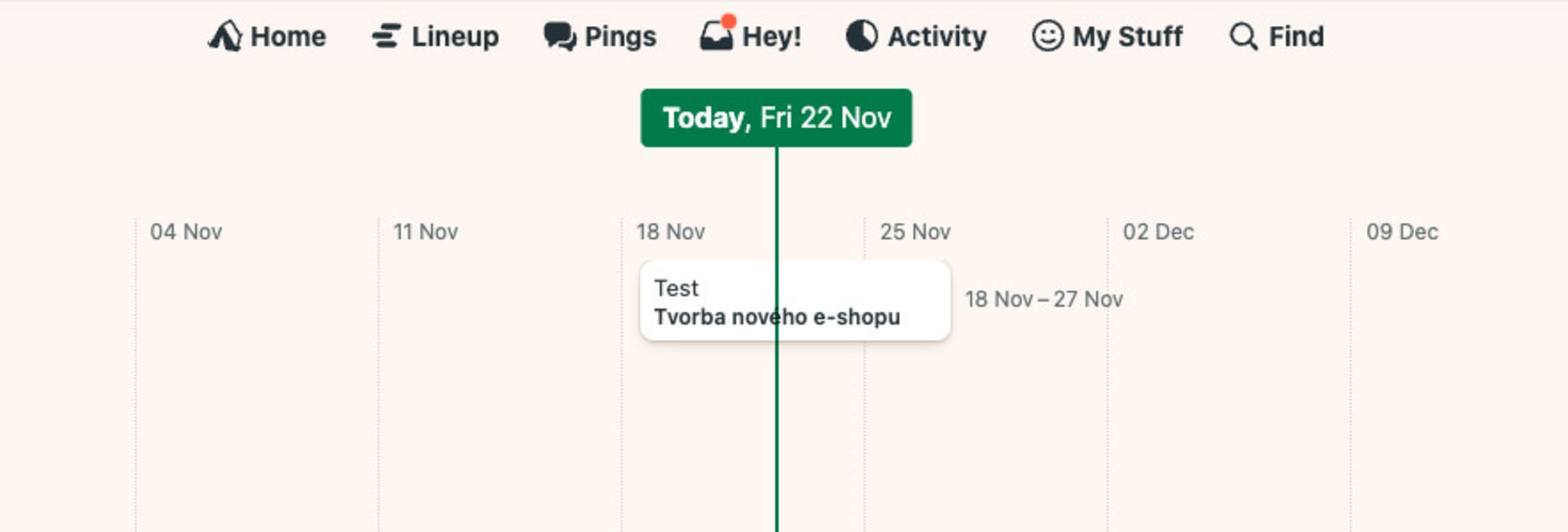 Lineup — timeline del progetto