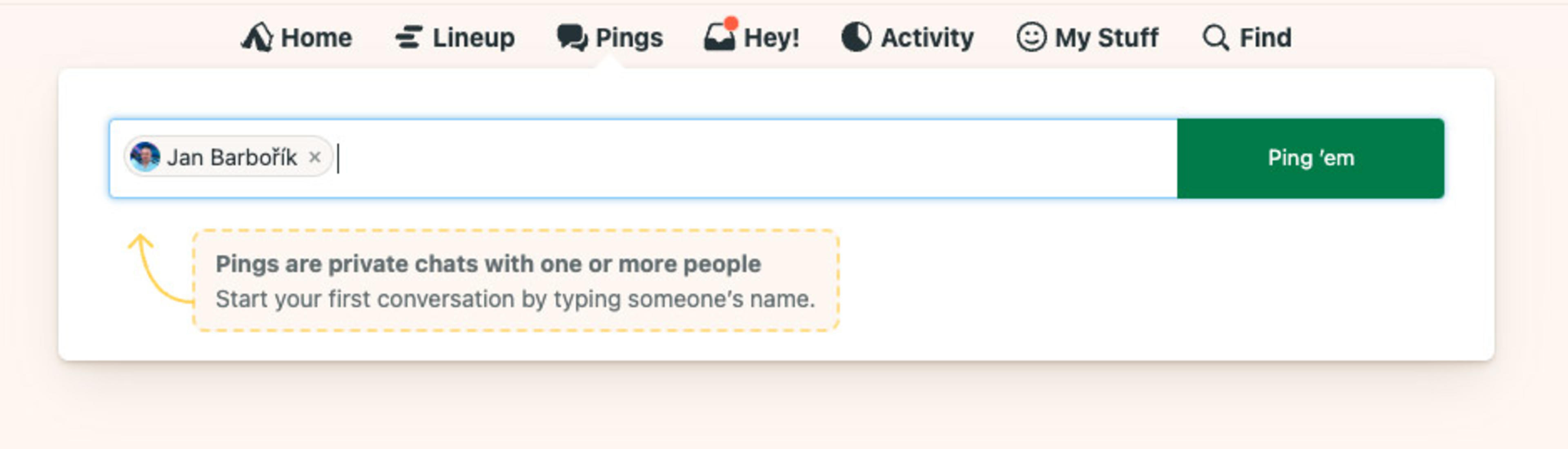 Pings su Basecamp