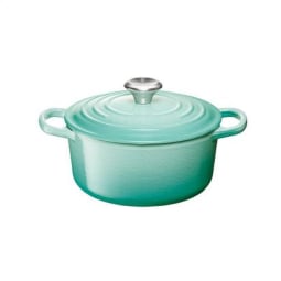 LE CREUSET(ル・クルーゼ）シグニチャー ココット・ロンド 18cm クールミント(シルバーツマミ)の写真２