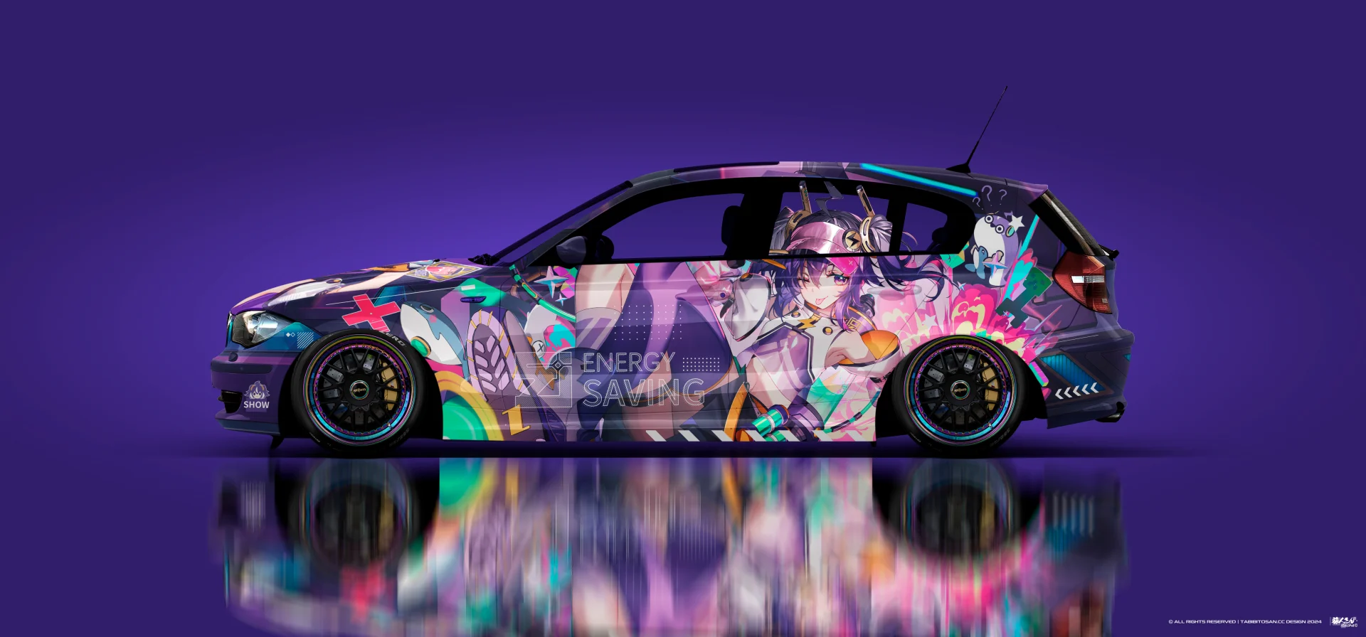 塔哔哔多桑设计的宝马1系列小紫才不会摸鱼痛车