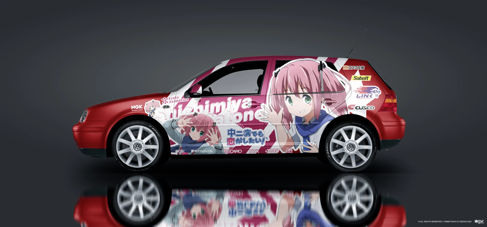 塔哔哔多桑设计的大众高尔夫4七宫智音痛车