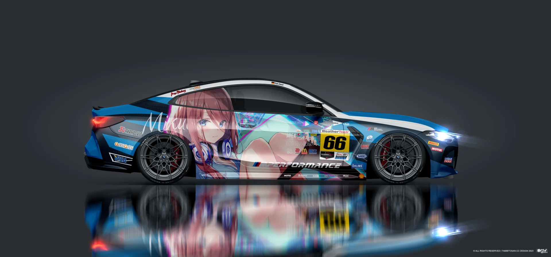 塔哔哔多桑设计的宝马M4中野三玖痛车