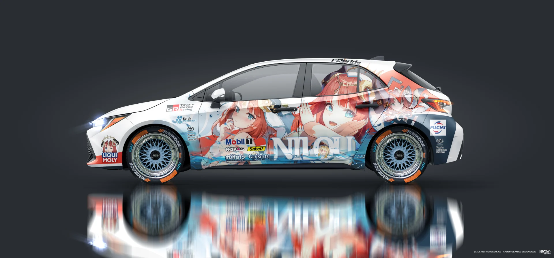 塔哔哔多桑设计的丰田卡罗拉原神妮露痛车