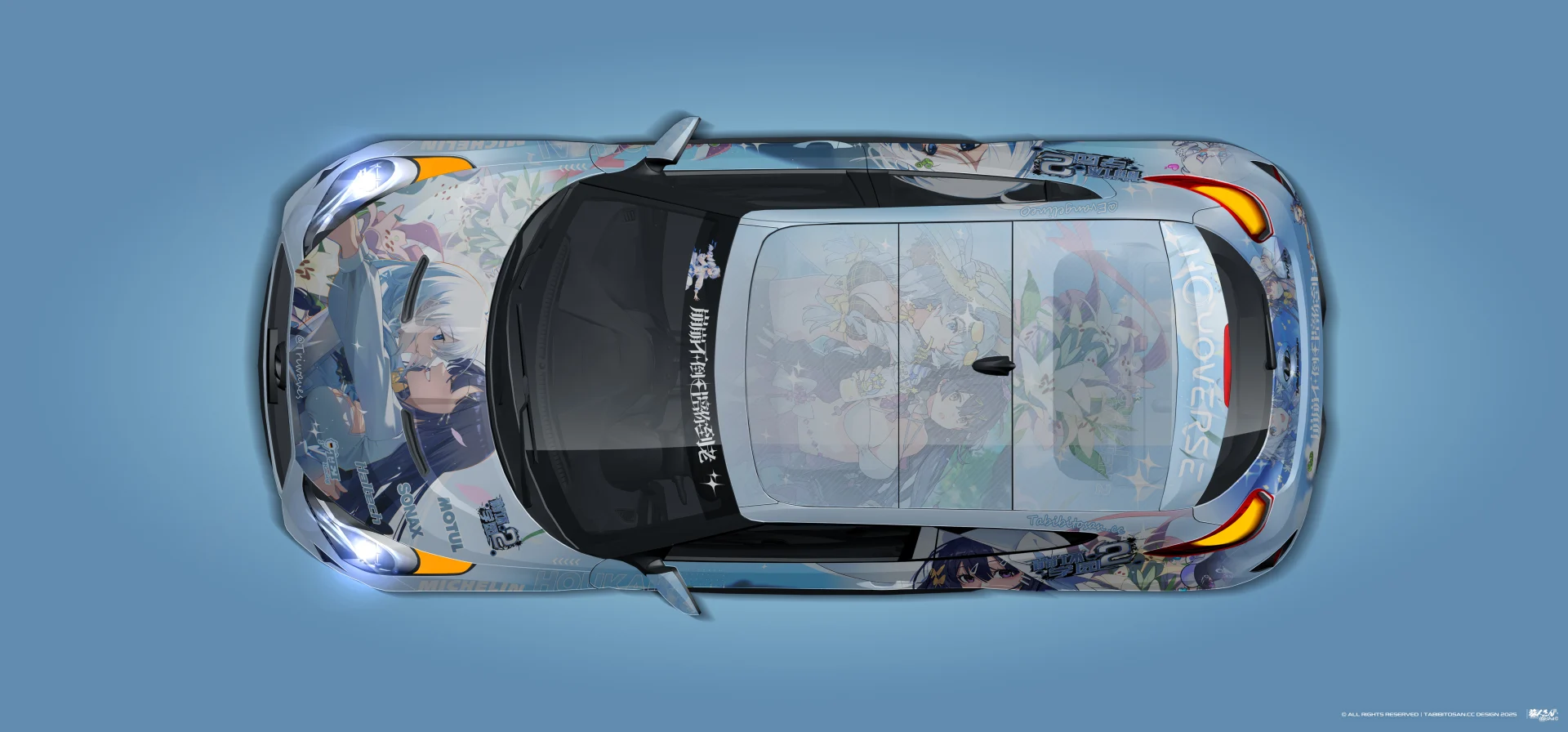 塔哔哔多桑设计的崩坏学园2雷电芽×衣琪亚娜痛车