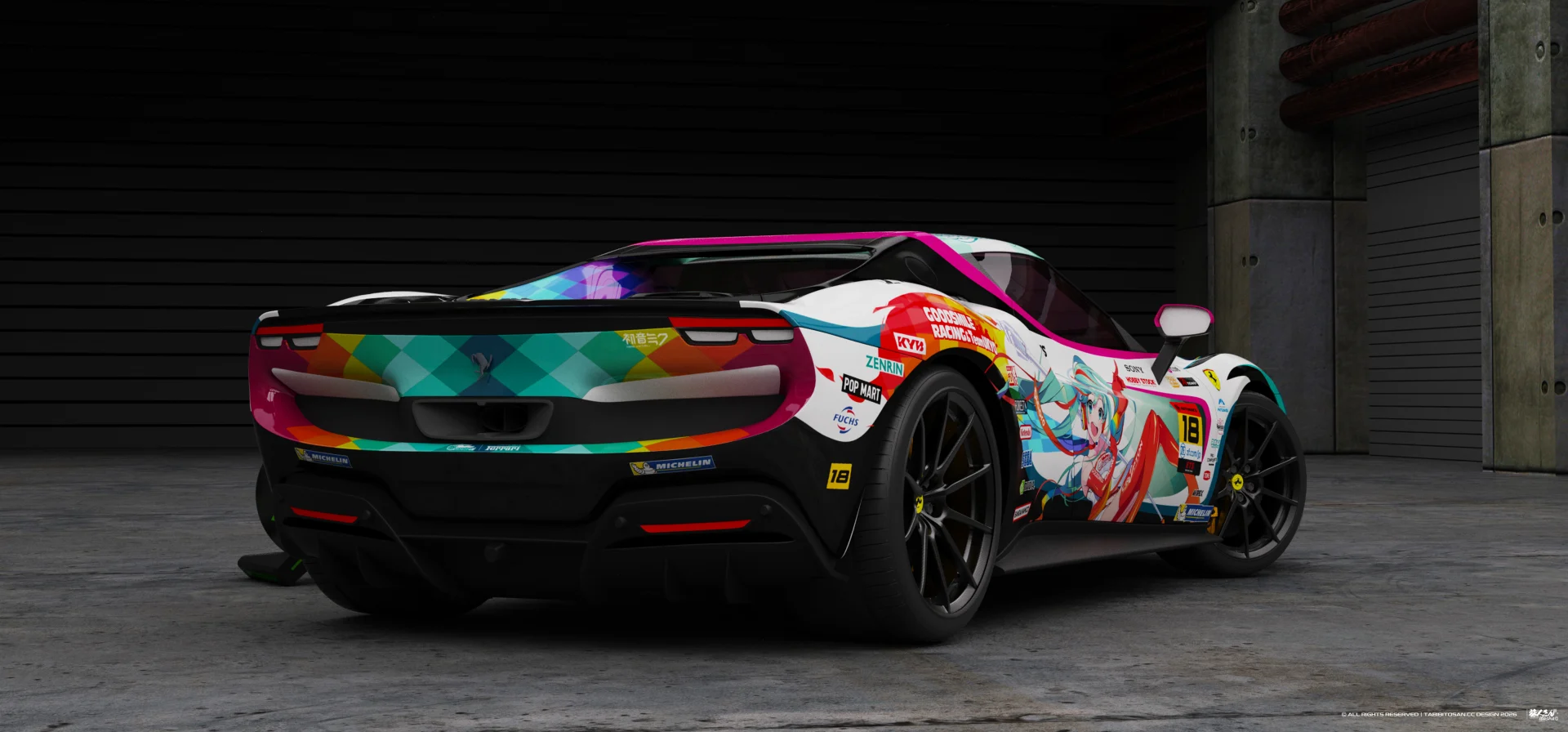 塔哔哔多桑设计的法拉利296GTB 赛车初音2016痛车