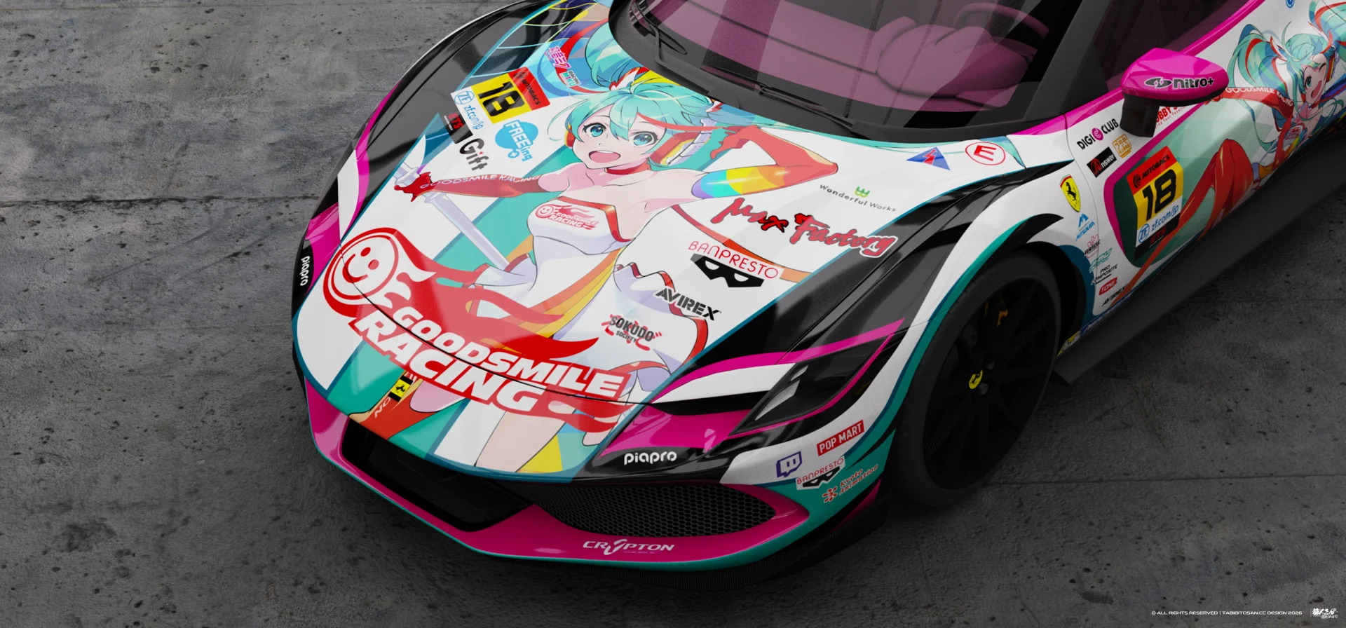 塔哔哔多桑设计的法拉利296GTB 赛车初音2016痛车