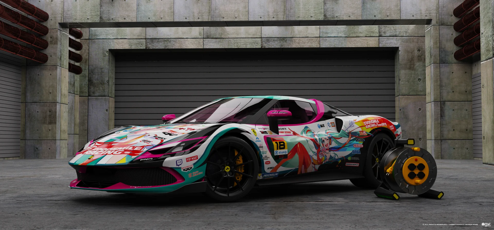 塔哔哔多桑设计的法拉利296GTB 赛车初音2016痛车