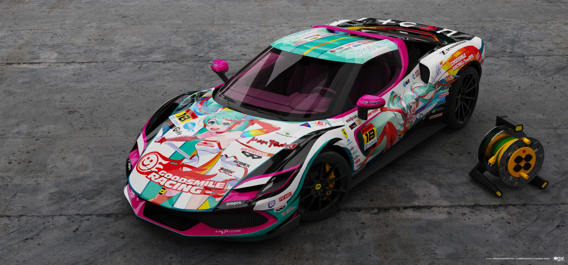 塔哔哔多桑设计的法拉利296GTB 赛车初音2016痛车