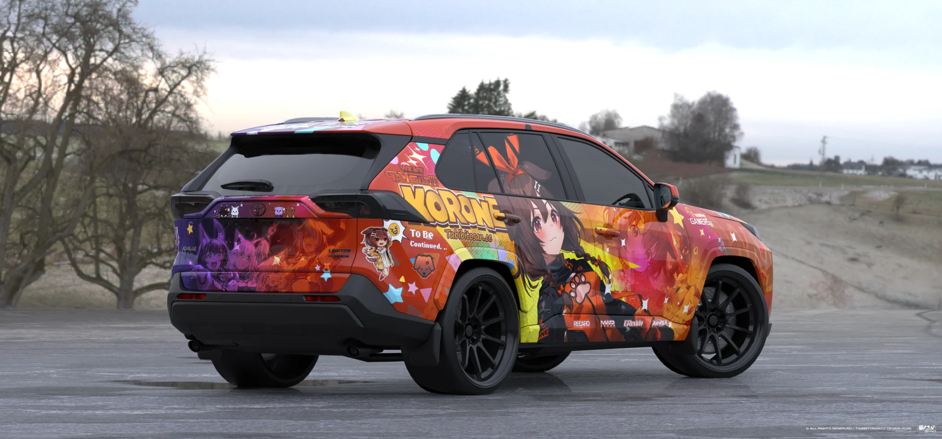 塔哔哔多桑设计的虚拟艺人白上吹雪×大神澪×猫又小粥×戌神沁音痛车