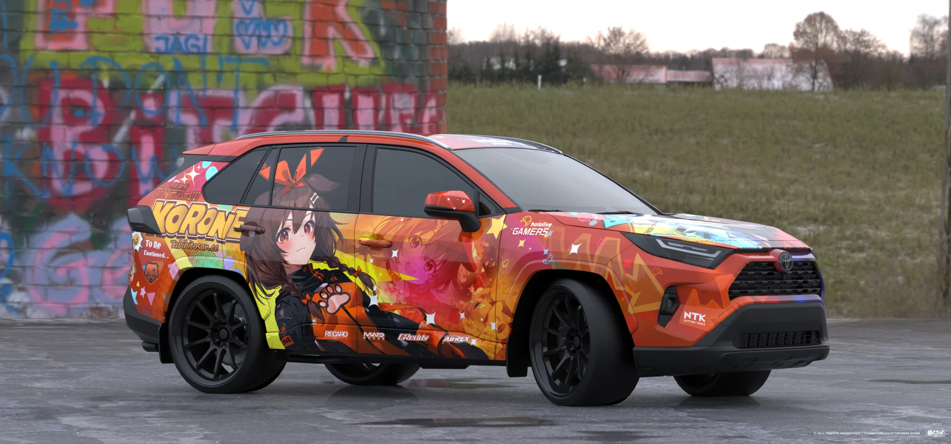 塔哔哔多桑设计的虚拟艺人白上吹雪×大神澪×猫又小粥×戌神沁音痛车