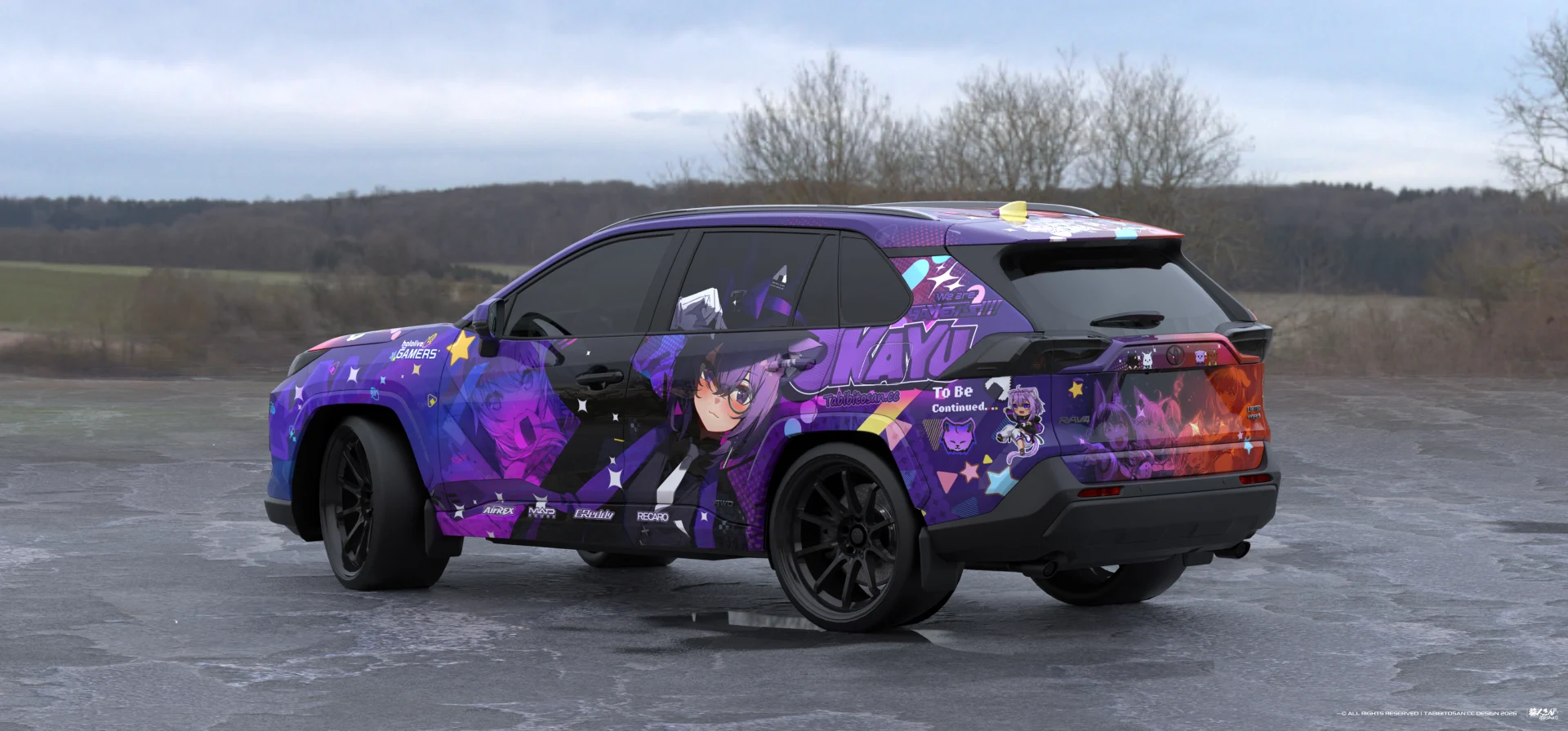 塔哔哔多桑设计的虚拟艺人白上吹雪×大神澪×猫又小粥×戌神沁音痛车