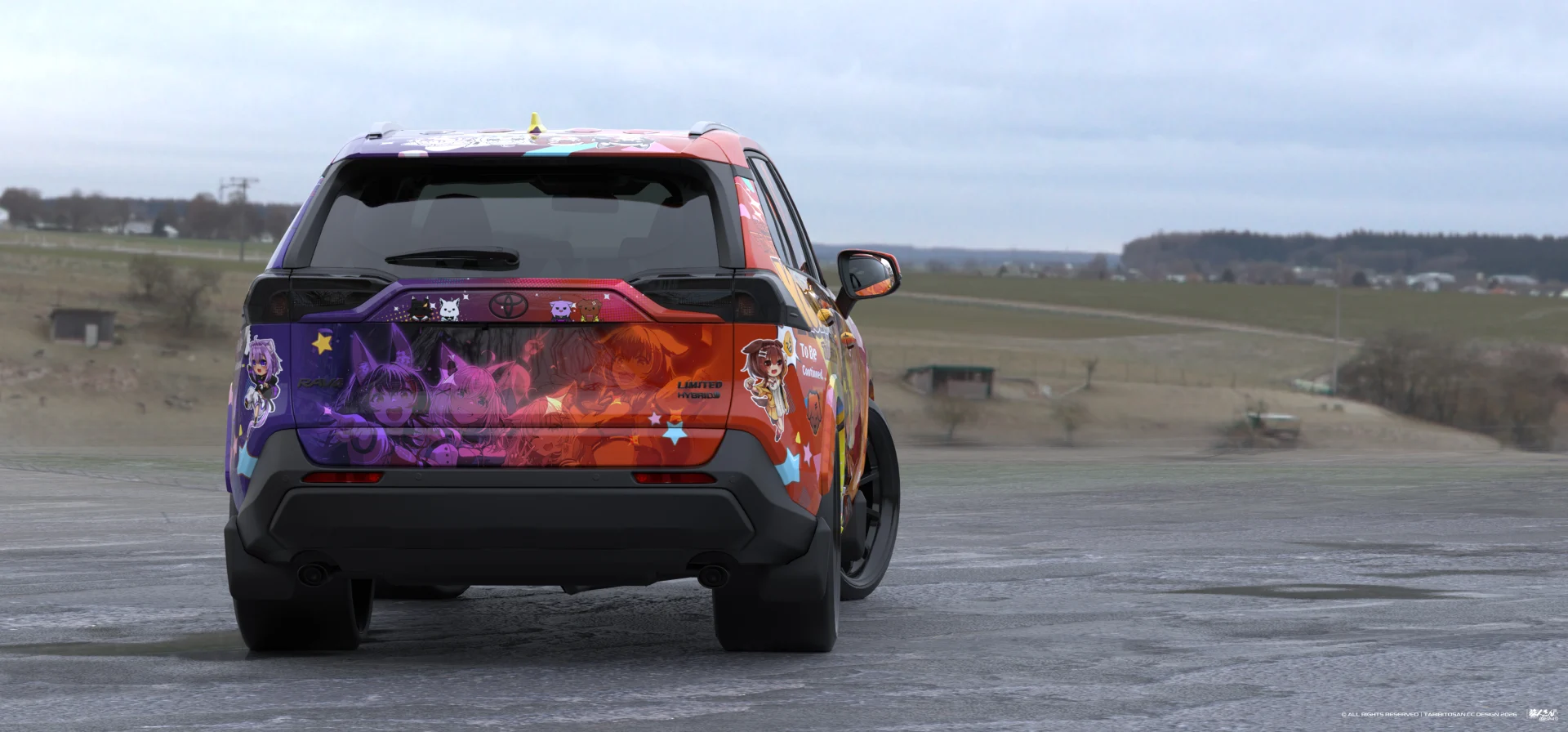 塔哔哔多桑设计的虚拟艺人白上吹雪×大神澪×猫又小粥×戌神沁音痛车