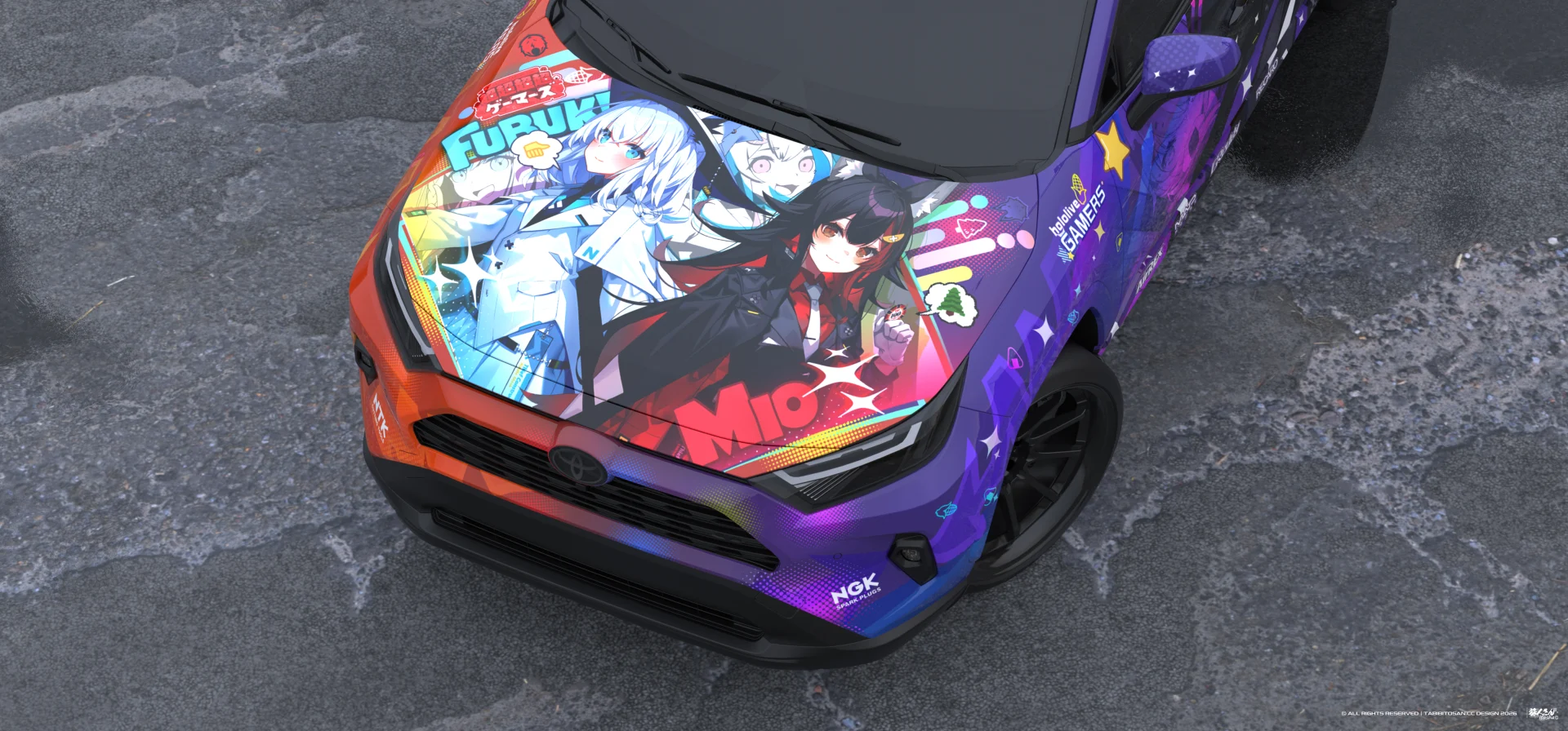 塔哔哔多桑设计的虚拟艺人白上吹雪×大神澪×猫又小粥×戌神沁音痛车