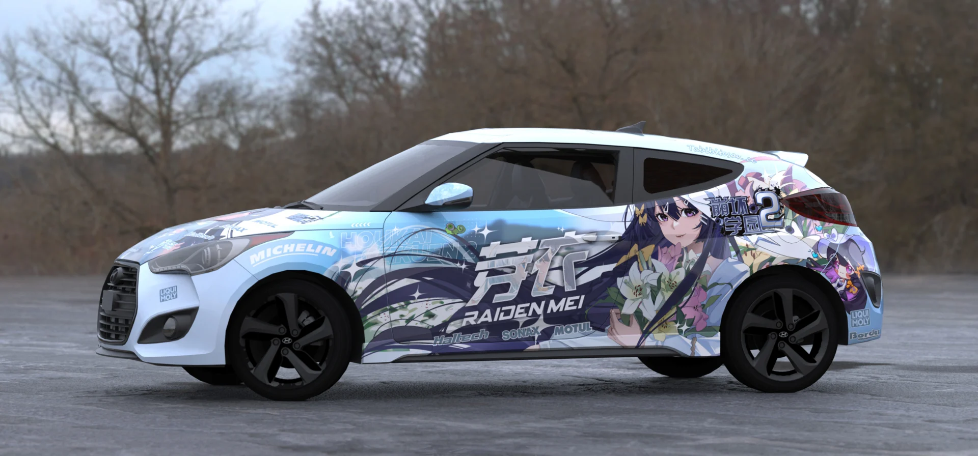 塔哔哔多桑设计的崩坏学园2雷电芽衣×琪亚娜痛车