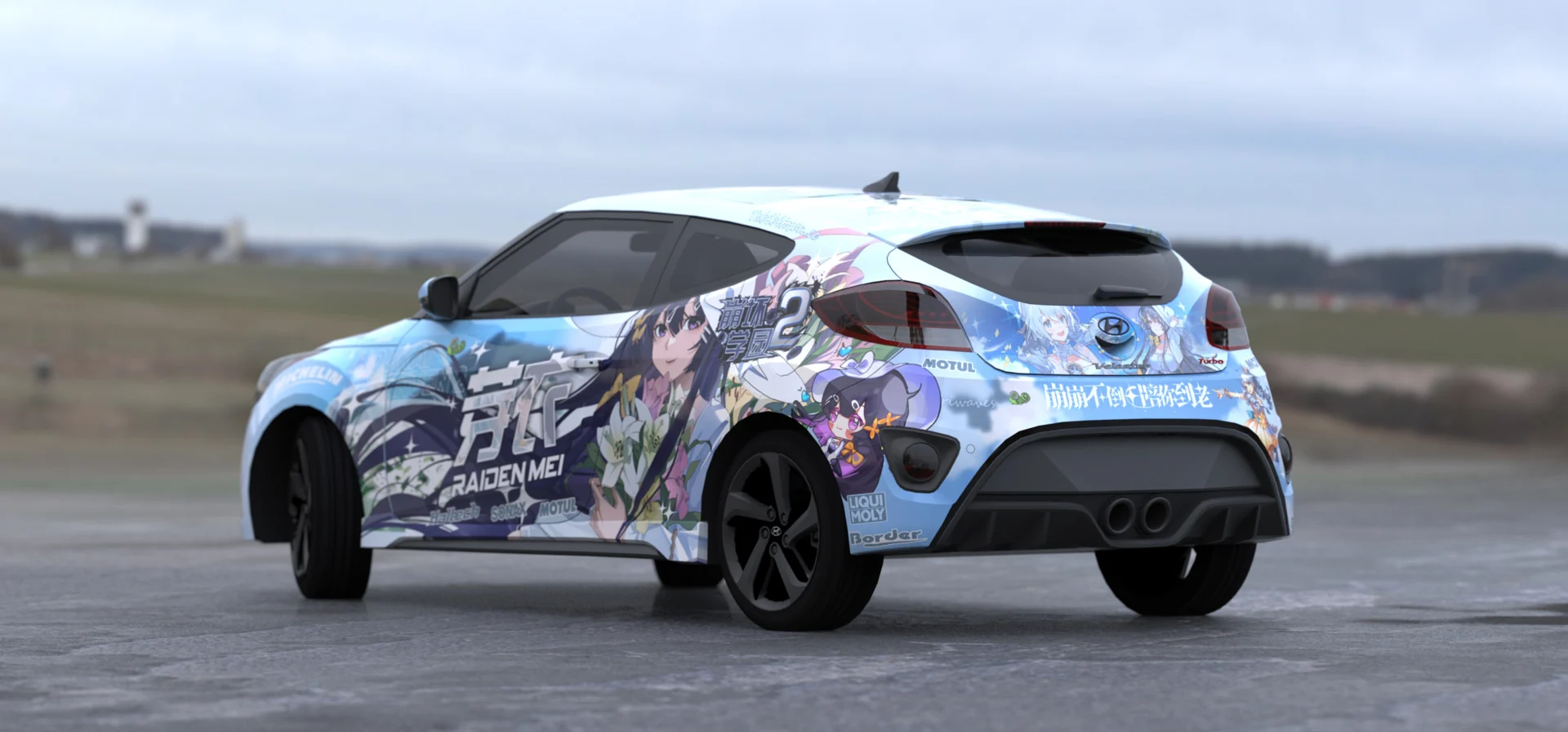 塔哔哔多桑设计的崩坏学园2雷电芽衣×琪亚娜痛车