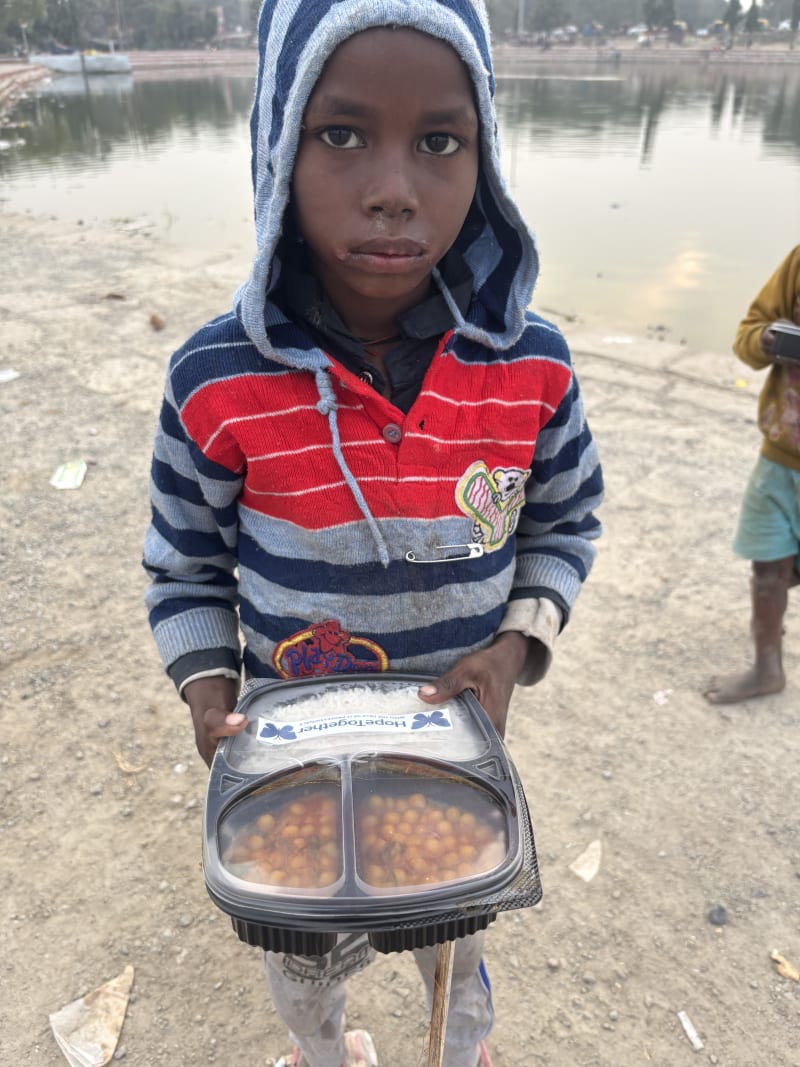 Family receiving meals