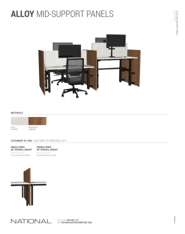 Alloy Mid-Support Panels Sales Sheet