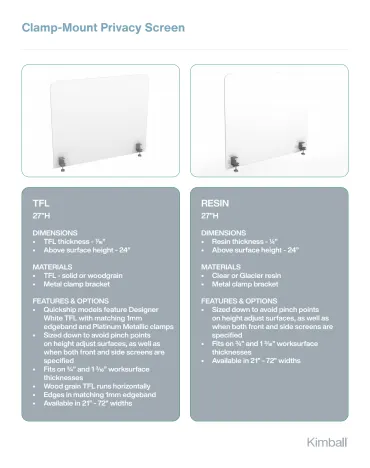 Clamp-Mount Privacy Screen Sales Sheet