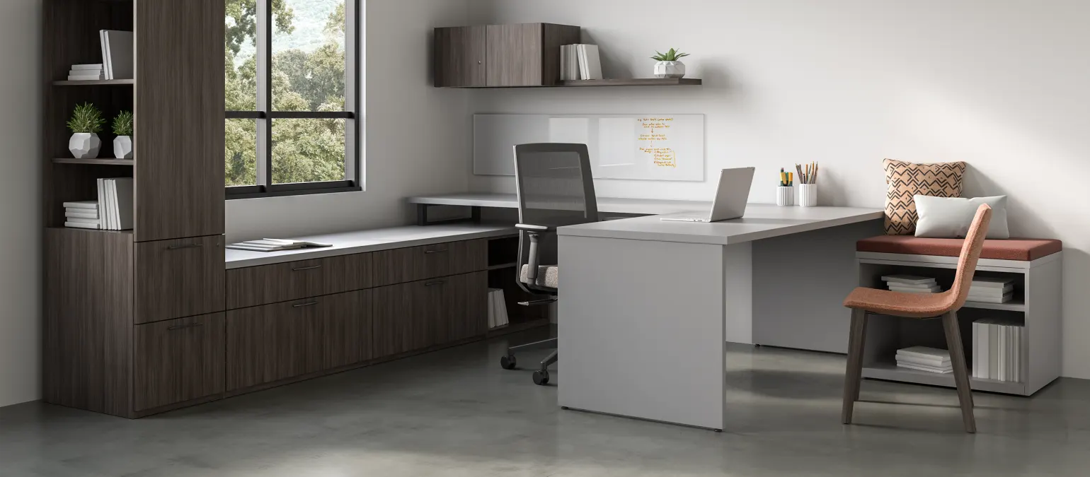 Universal Overhead Desk Cabinets, Shelves, & Bookcase Storage