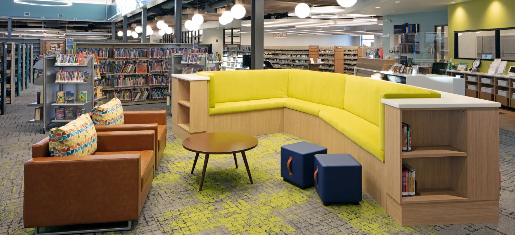 library interior lounge seating -Thyen-Clark Cultural Center 