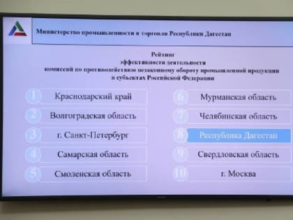 Дагестанская Комиссия по противодействию незаконному обороту промышленной продукции вошла в 10-ку лучших по России