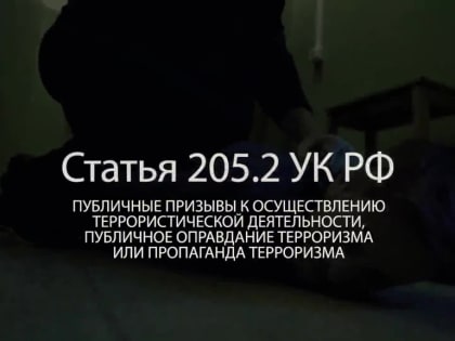 Статья 205.2. УК РФ&nbsp;предусматривает уголовную ответственность за публичные призывы к осуществлению террористической деятельности, публичное оправдание терроризма или пропаганд