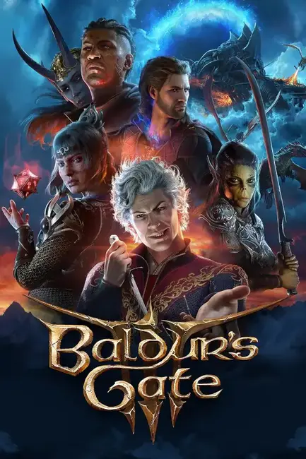 Arte oficial de Baldur’s Gate 3 com os personagens principais do RPG de ação de D&D