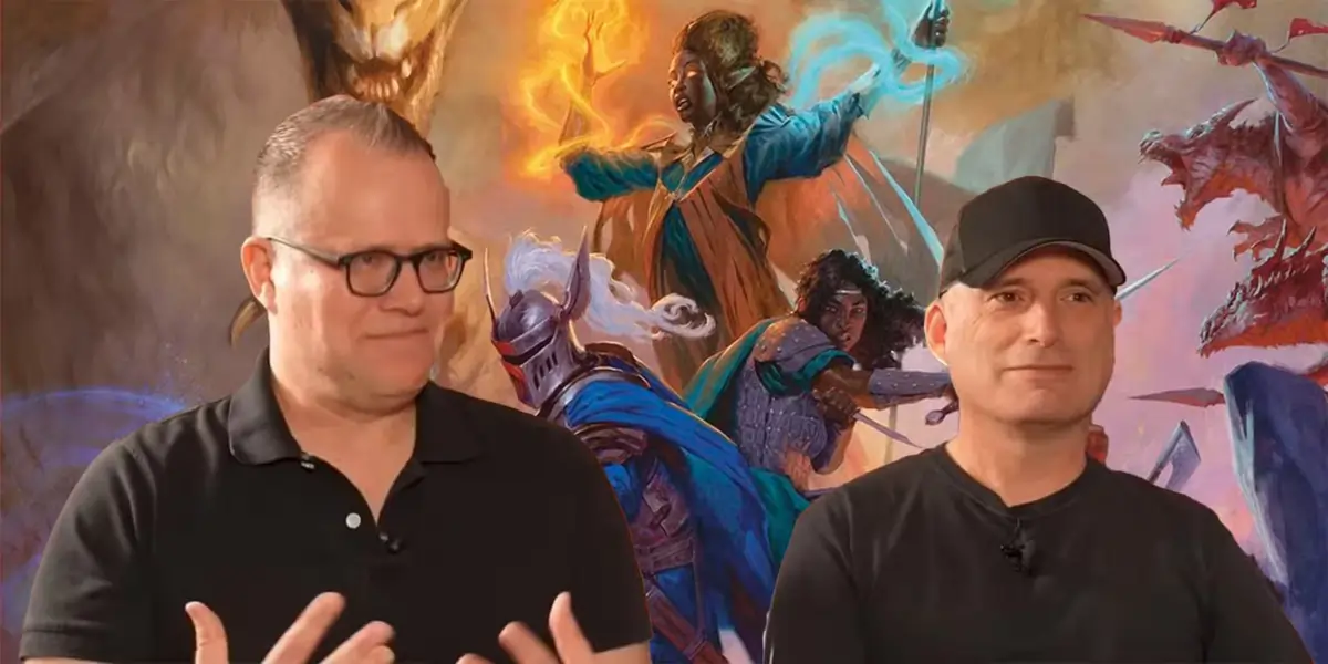 Jeremy Crawford e Chris Perkins em entrevista oficial da Wizards of the Coast sobre Dungeons & Dragons.