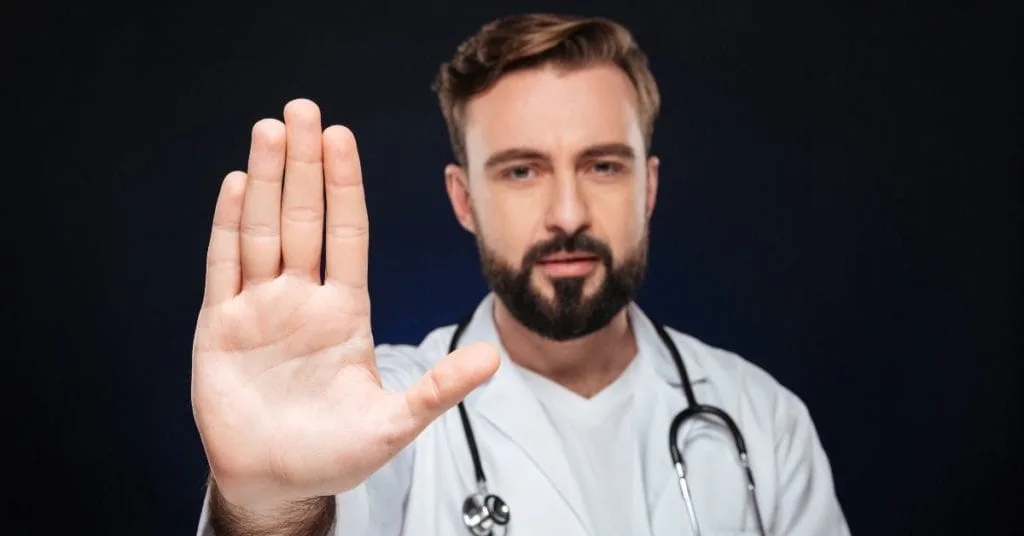 doctor showing hand