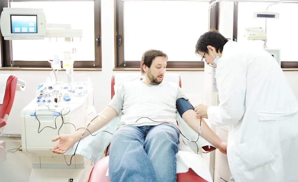 Blood giving at hospital