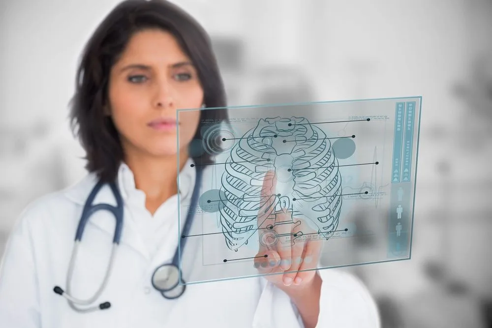 Woman looking at a medical interface