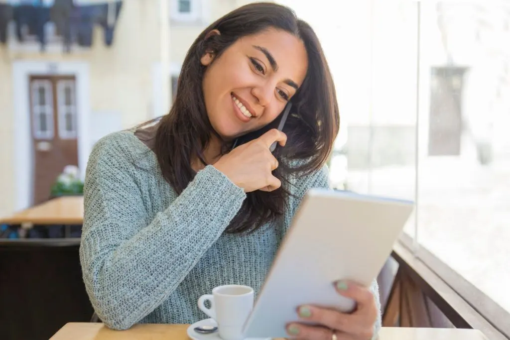 women taking on phone